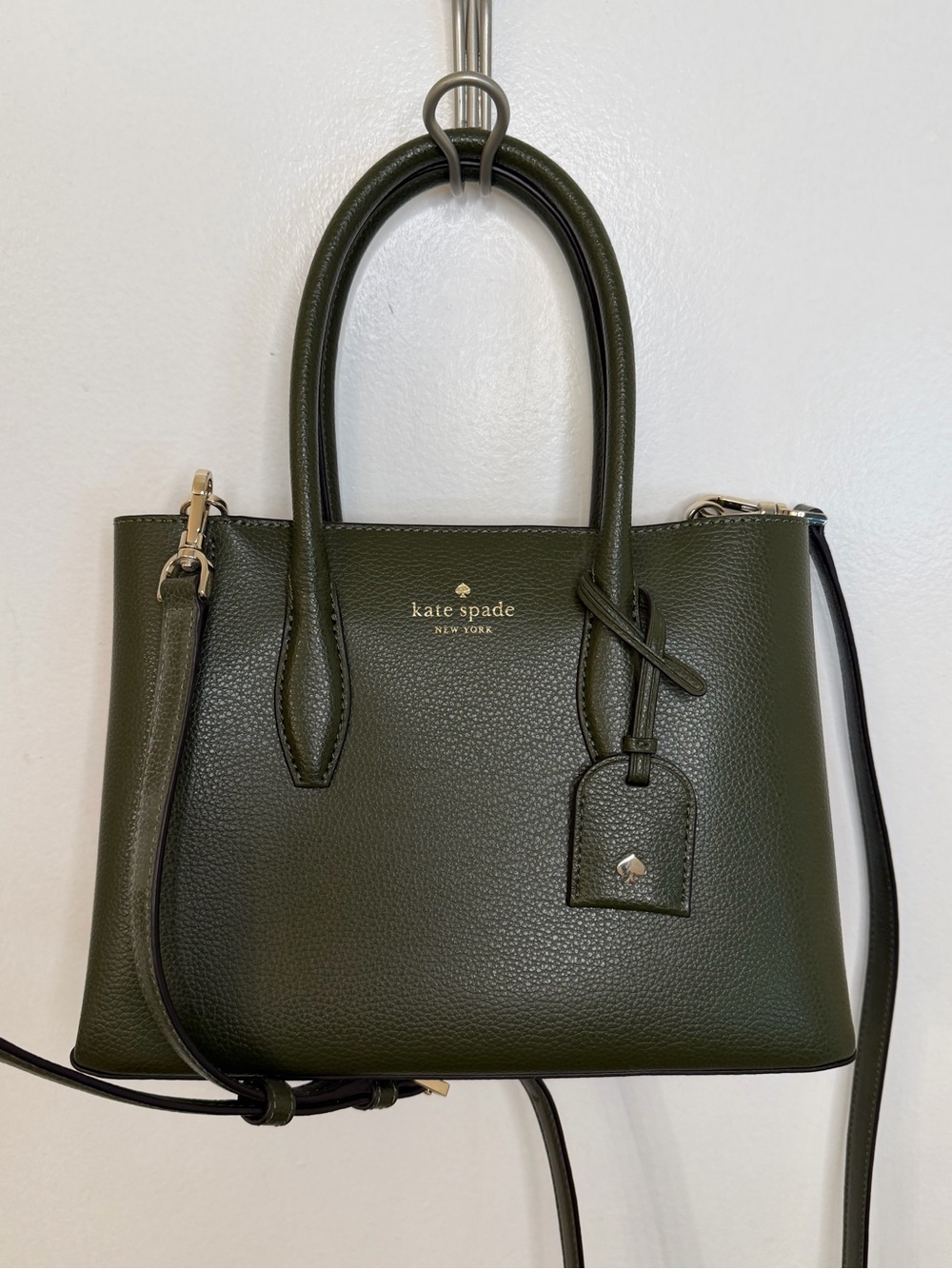 Kate Spade Eva Top Zip Satchel in Olive Green with Shoulder Strap